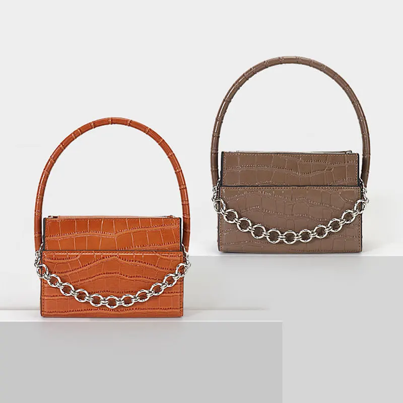

1688 New trend fashion underarm bag niche design shoulder messenger bag retro small square bag leather handbag for women, Grey,brown