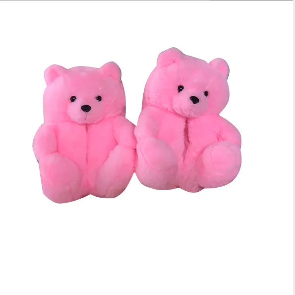 

BM5125 hot sell Plush New Style kids teddy bear slippers for women Wholesale 2021 new arrivals purple fuzzy Teddy bear Slippers, Picture