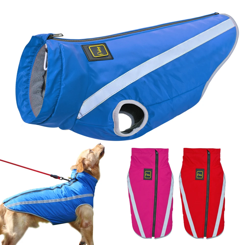 

Clothes Waterproof Winter Pet Big Dog Coat Jacket Dogs Vest Clothing For Medium Large Dogs Golden Retriever Labrador, Blue/red/rose