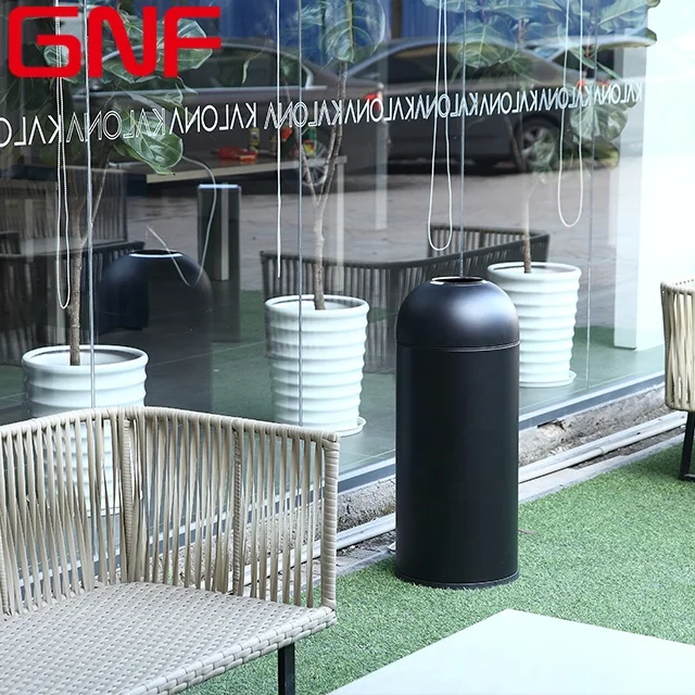 

GNF bullet stainless steel trash can indoor and outdoor open top trash bin public waste bins, Black or sliver