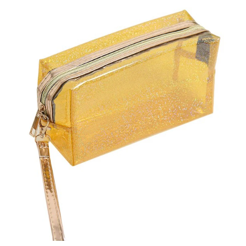 

Glitter pu bag Clear zipper travel pouch pu cosmetic bag, Pink,blue,grey,purple,yellow