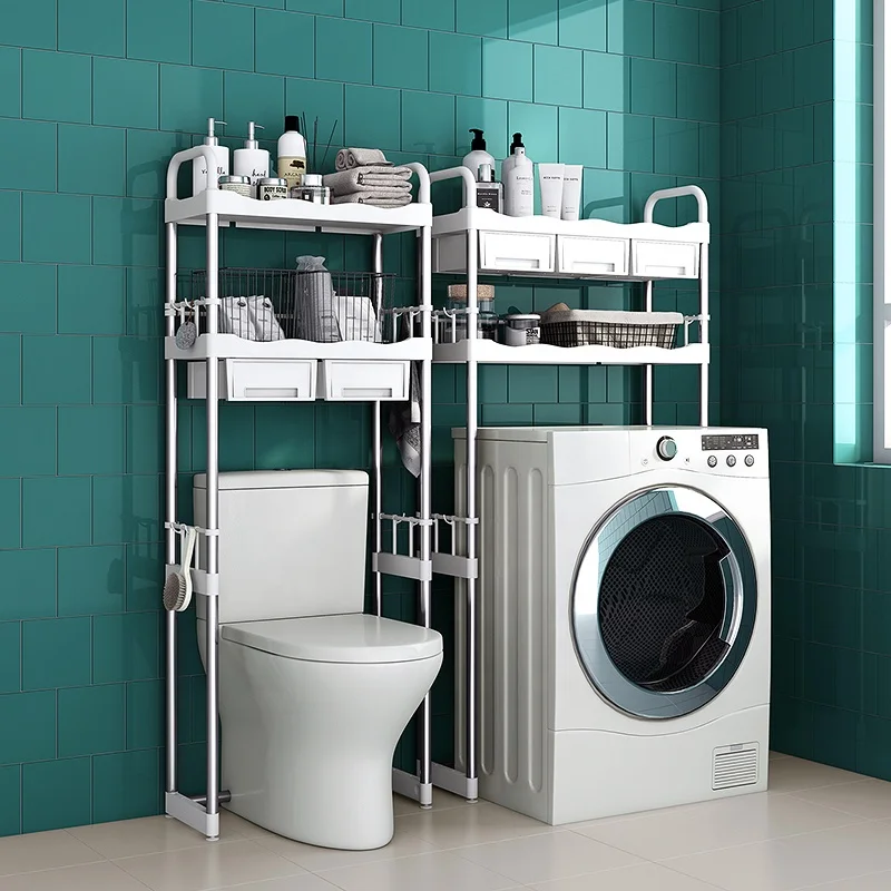 

Bathroom Rack Toilet Shelf Over Washing Machine Storage Rack, Black, or custom as your needs