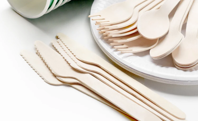 Cheap Price Eco Friendly Fast Food Restaurant Party Wedding Banquet Wooden Spoons Knife Fork Spoon Tableware Disposable Cutlery