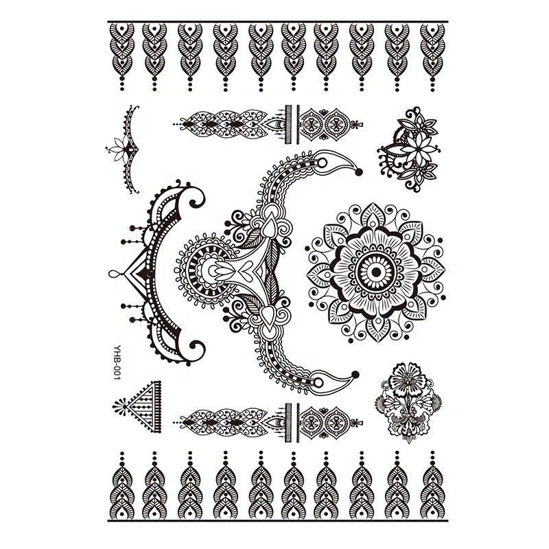 

YHB Black-001 wholesale temporary tattoo tattoo black lace sticker