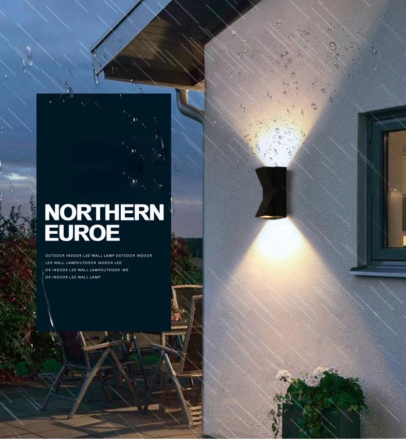 Modern waterproof outdoor long strip led modern outdoor wall lamp up down light outdoor wall light