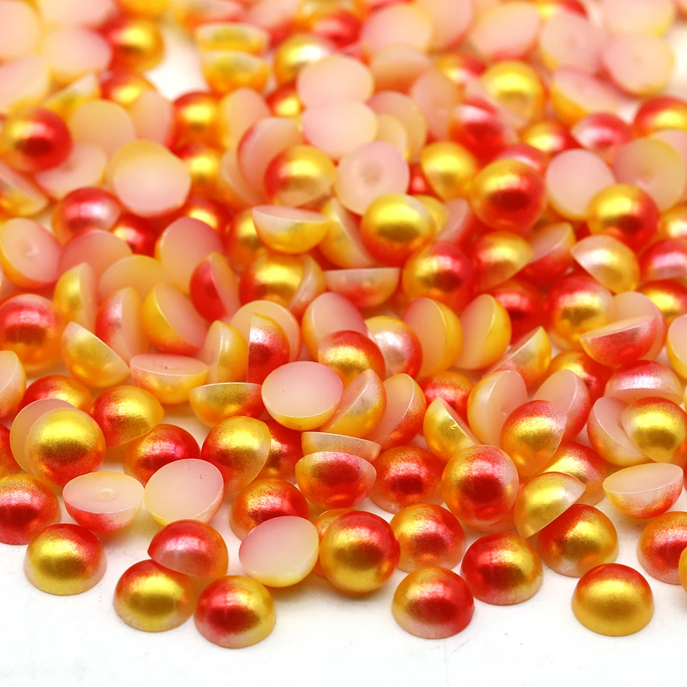 

XULIN Wholesale ABS Half Round Plastic Red Yellow Rainbow Cabochon Pearls Bead For Carfts, 113 kinds choose