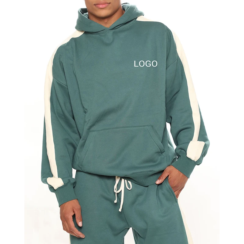 

Men Hoodie Suit Oversized Striped Hoodie Joggers Fitness Sweatshirt Hood With Drawstring Men Pullover