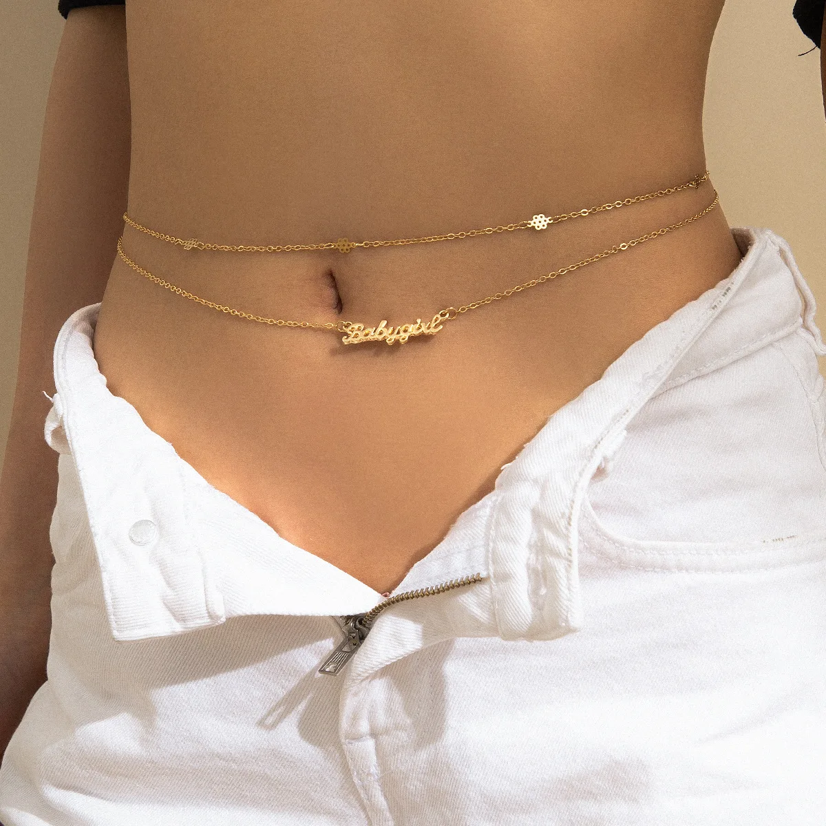 

Gold plated punk letter waist chain belt women waist beads belly chain body waistchains bodychain waistbeads for women