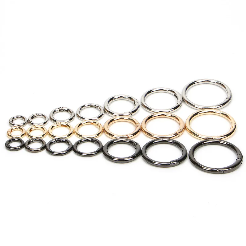 

Wholesale Luxury Shiny Gold Metal Circular Spring Ring Buckles Round shape Open Snap Ring For Bag, Gold,silver,rose gold,gunmetal,antique brass etc.,