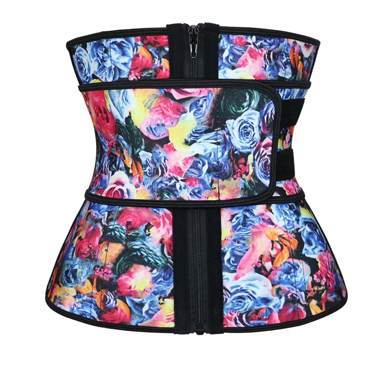 

Abdominal shaping waist exercise belt fitness tie belt latex waist shaping clothes European and American women, Print, black