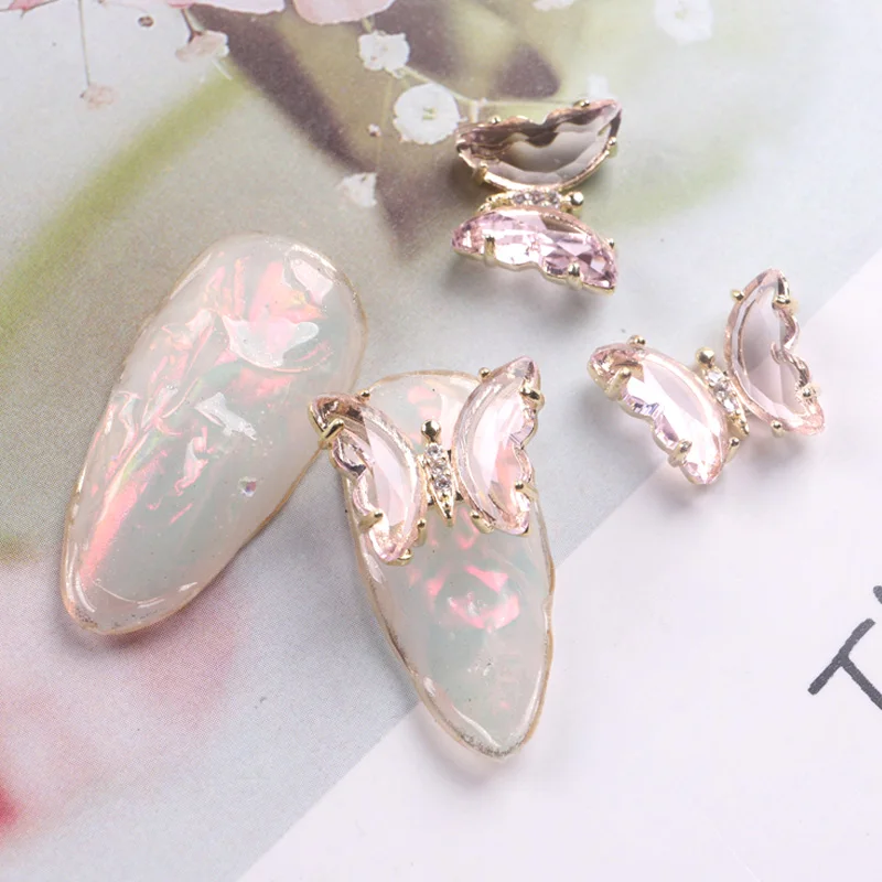 

TSZS 3D Nail Art Decals Spring Flying Butterfly Meteorite Rhinestones Crystal Alloy Manicure DIY Decoration Tools, As picture