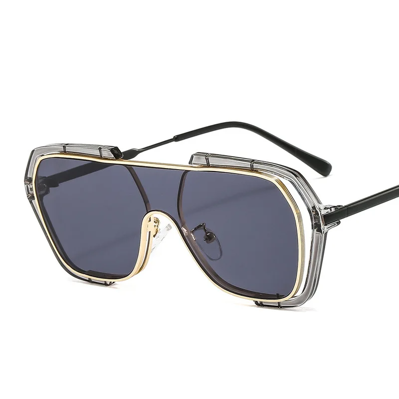 

2022 sunglasses conjoined big box square sunglasses retro ins yellow sunglasses men driving UV tide, Picture shows
