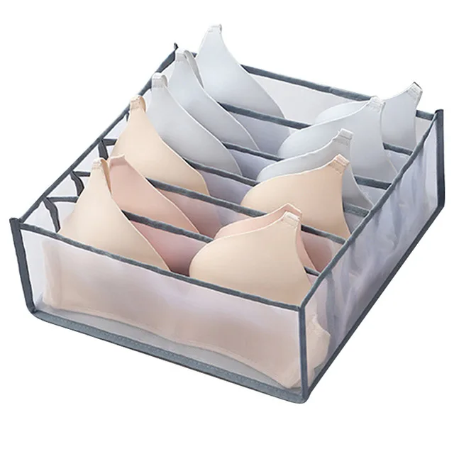 

Household Nylon mesh Underwear Storage Box with Mark Closet Organizer with Cover for Underwear Socks Bra Organizer new, 5 colors