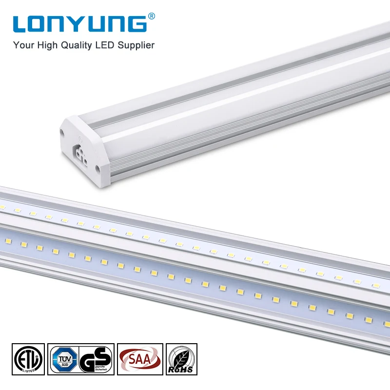 OEM ODM V Shape Clear/Frosted Cover 2ft 4ft 8ft LED Shop Light 15W 30W 60W Double T5 Integrated Linkable Tube Light