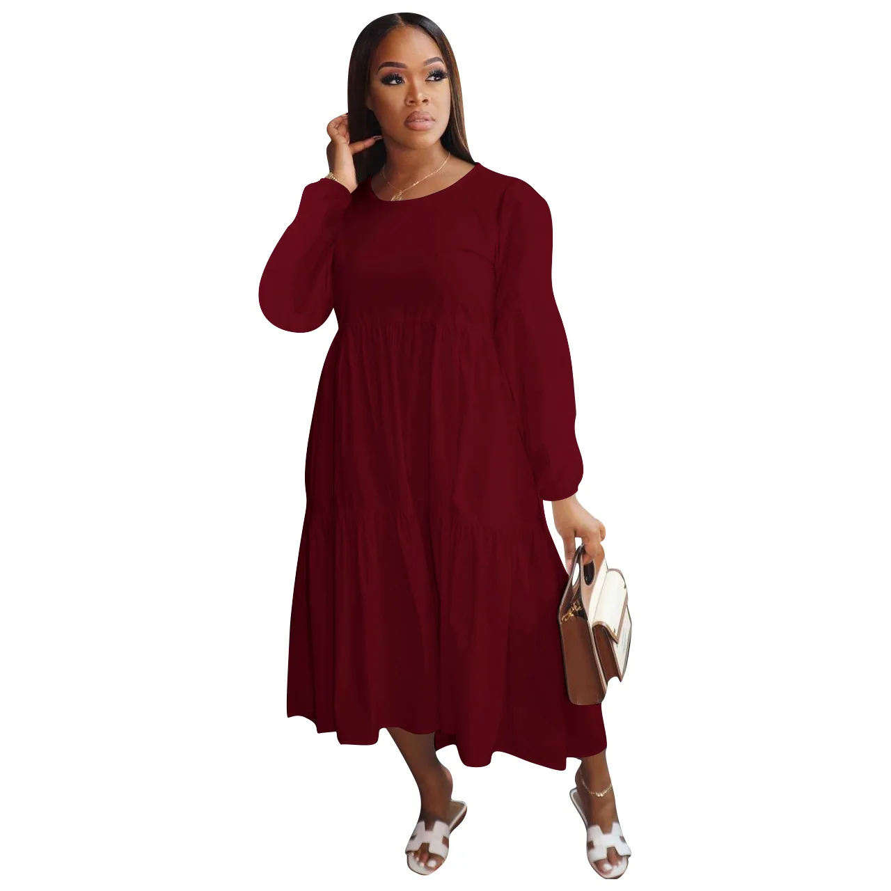 

Womens clothing 2021 solid color pocket summer woman casual loose t shirt dress