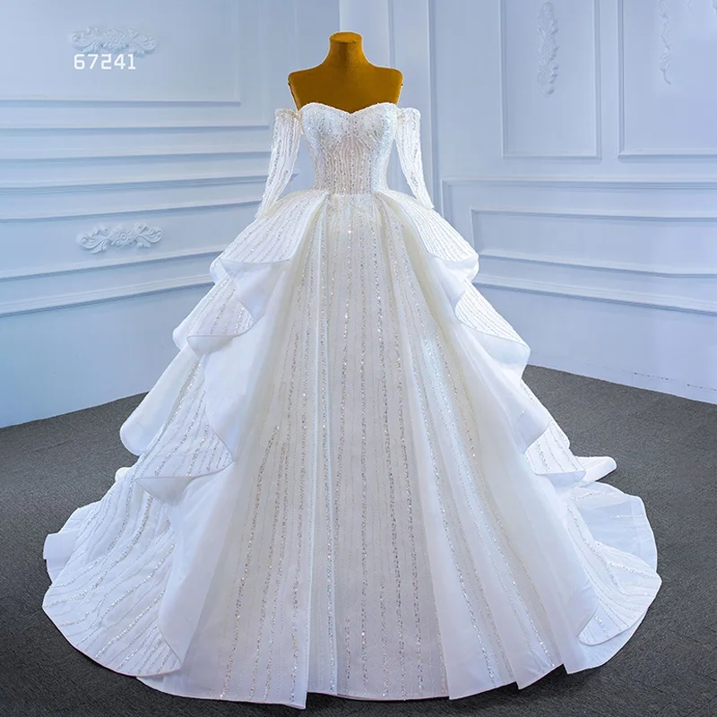 

Jancember ARSM67241 White Sweetheart Neckline Ruched Long Sleeve Wedding Dress