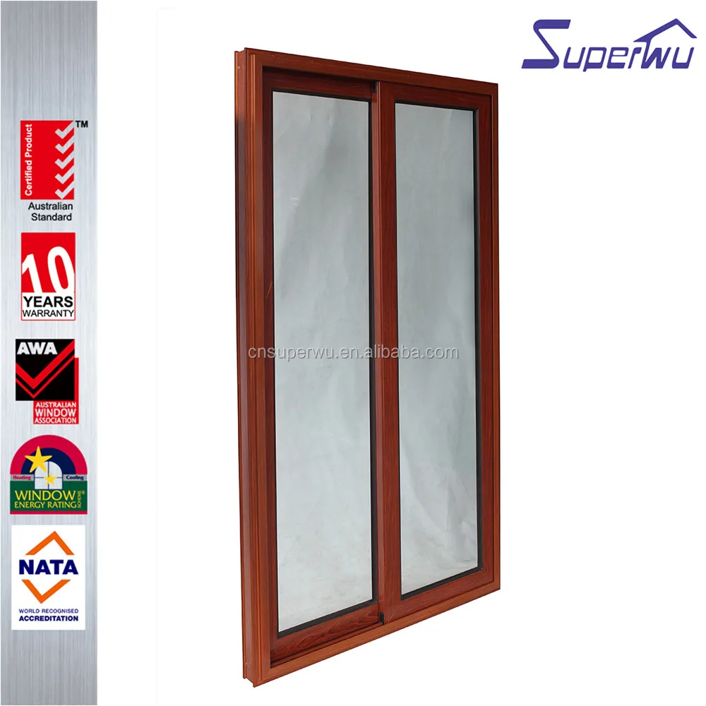 wind proof  impact resistant wood color aluminium sliding doors