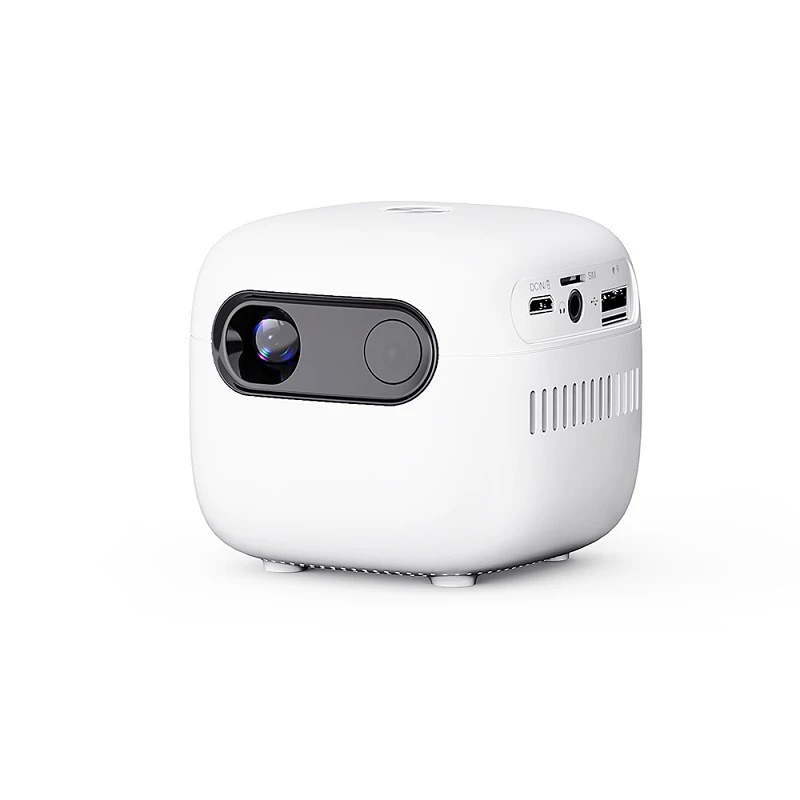 

Super Mini Projector Wireless Handle Pico Projector 65 ANSI Lumens Smart Phone Wifi Projector with Built-in Battery, White