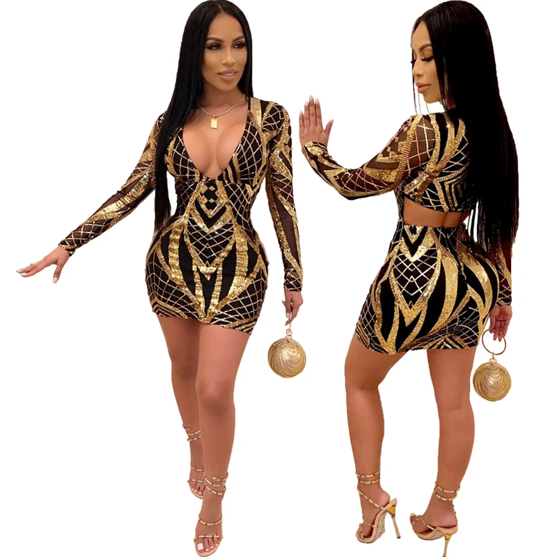 2020 new sexy shiny design clubwear dance dress open hot sexy girl dance wear Sexy clubwear FM-CY8251