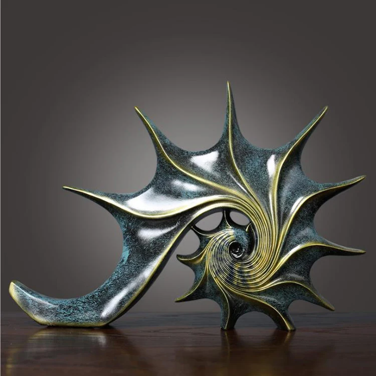 

Resin crafts Abstract conch, Green and gold