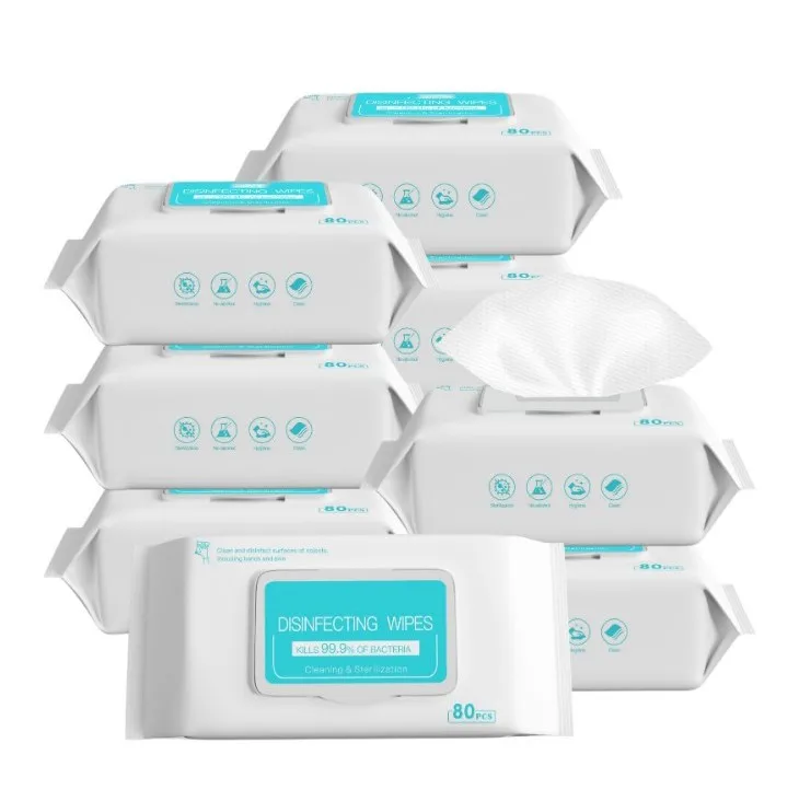 

Custom Design 80 Pieces Packaged Cleaning Wet Tissue Private Label Disinfecting Sanitizing Wipes