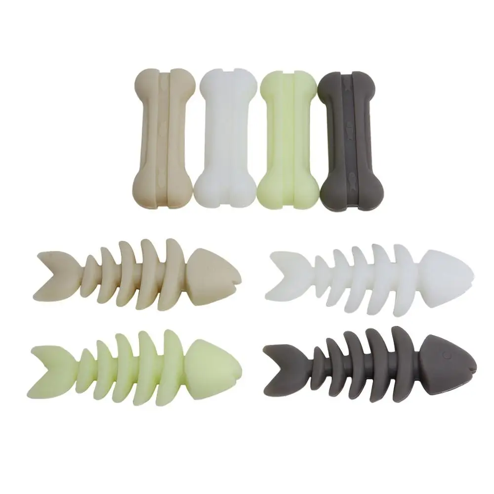 

Durable Safe Luminous Silicon Teeth Cleaning Pet Toy Dog Bone, Green.white.gray.brown