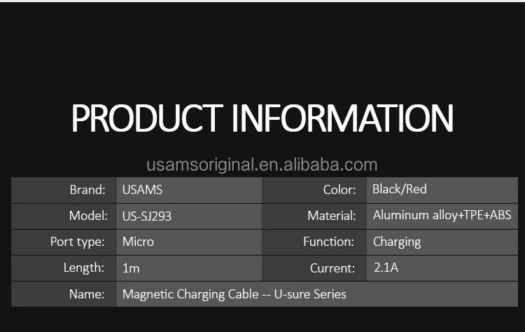 USAMS SJ294 Factory Price Nylon 2.1A Fast Charge Magnetic USB Data Cable for Android - ANKUX.COM