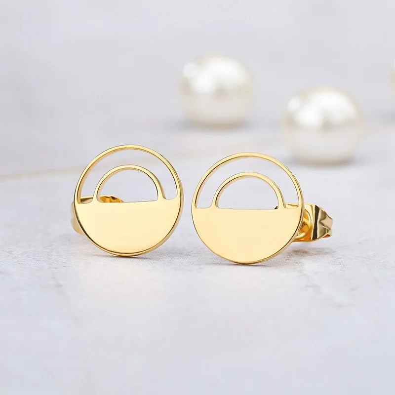 

New steel moon earring round hoop earrings small gold simple, Customized