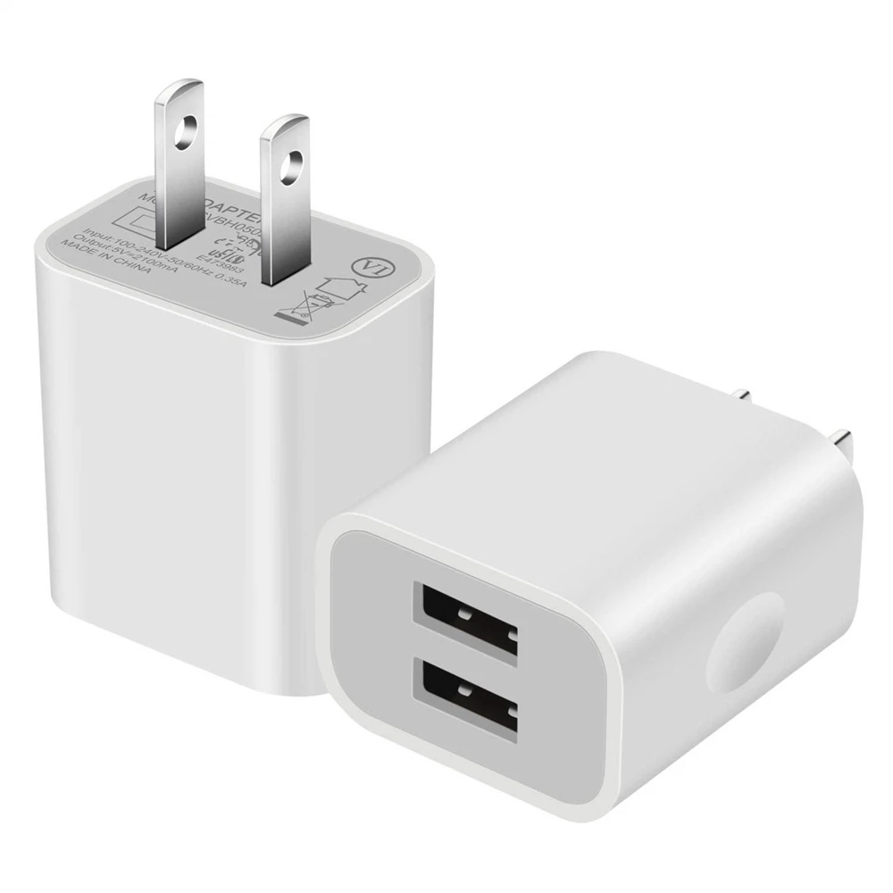 

Universal 5V 2A Fast Phone Charge Dual USB Port US Plug Quick Charging Power Adapter Wall Charger For i12, White