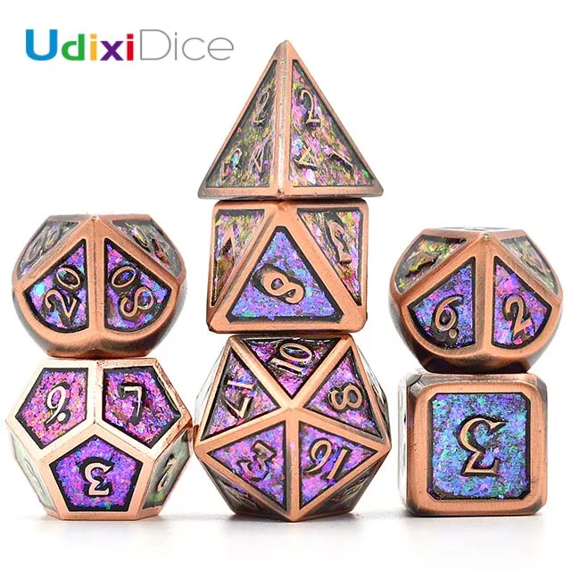 

Copper Plated Ancient Photosensitive Metal Dice for Dungeons and Dragons Pathfinder D&D RPG, 2 color