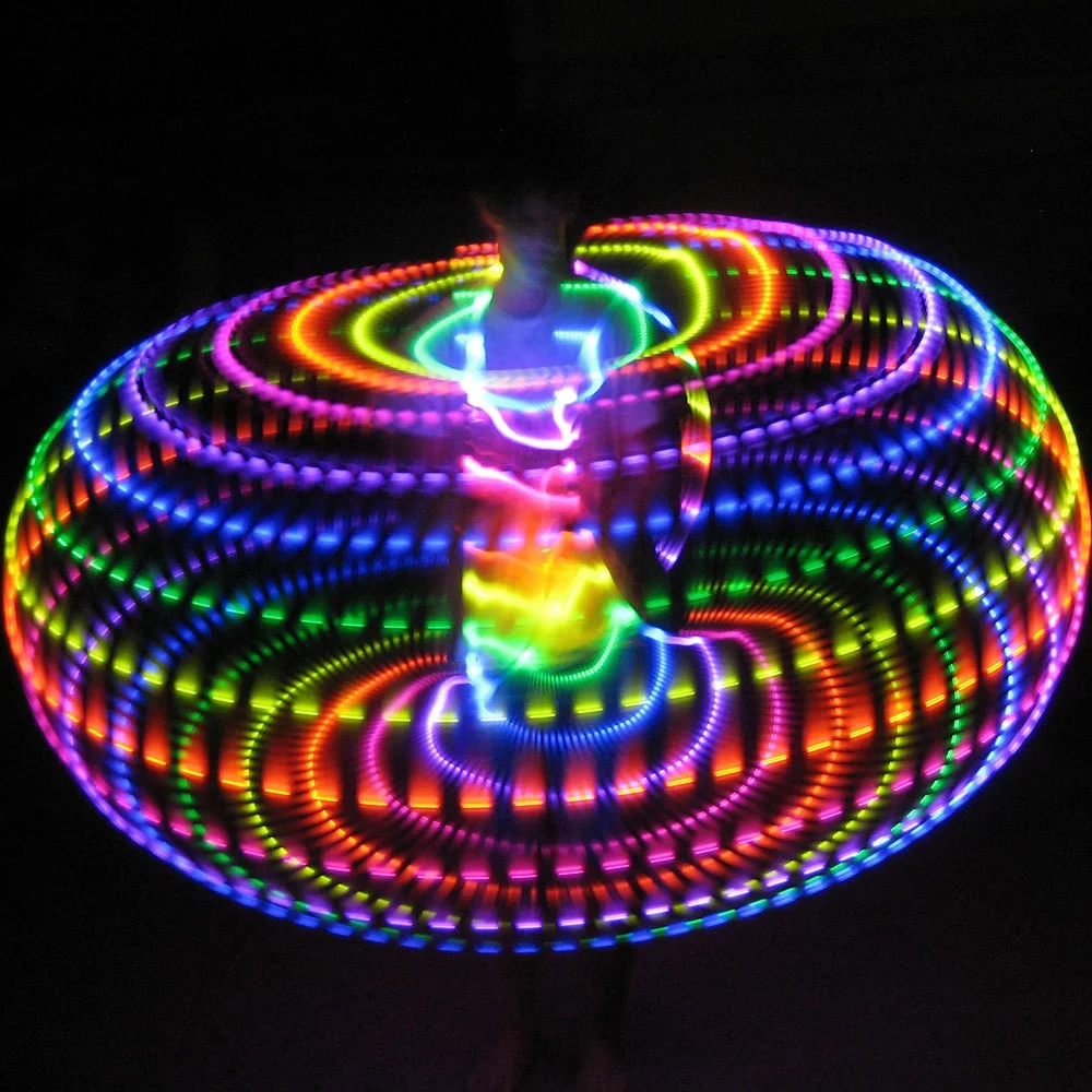 

Colorful LED Light Emitting Toy with Removable Rechargeable Hula Ring and Hoop, Pink&grey/yellow&grey/blue&grey/green&grey/blue&pink