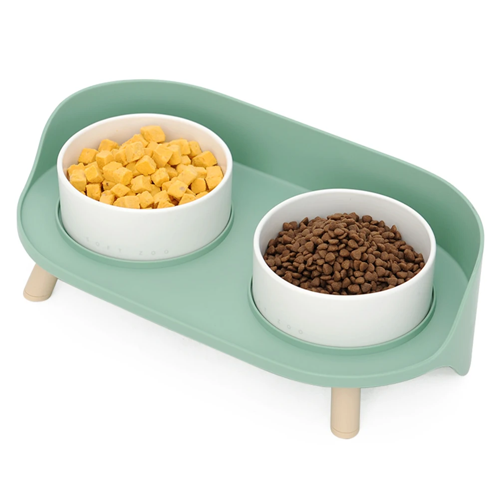 

ZMaker Anti Slip Ceramic Dog and Cats water Double Bowls with Holder Pet Food Feeder Bowl