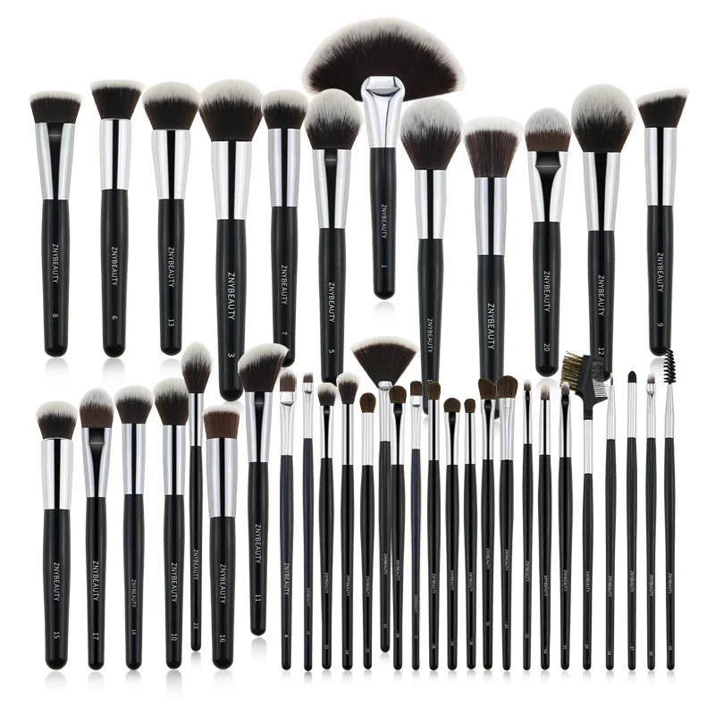 

ZNY brush make set up Black Luxury Makeup Brush Set Kit Wholesale Wood Handle Private Label foundation Cosmetic makeup brushes