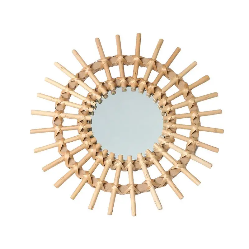 

Rattan Innovative Art Decoration Round Makeup Dressing Bathroom Wall Hanging Mirror