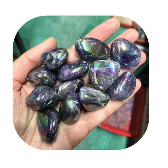 

bulk precious stones 20-30mm natural purple angel aura amethyst tumble stone for Decor