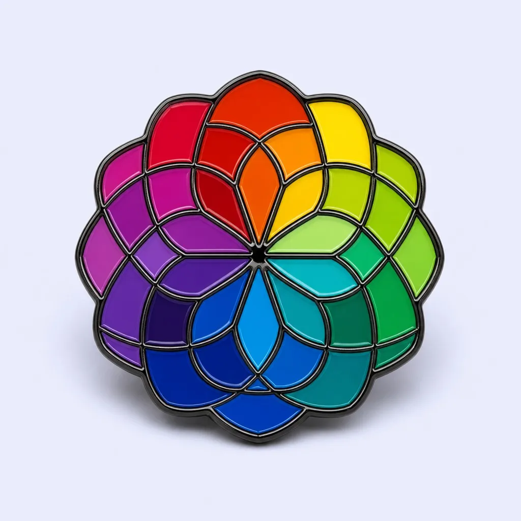 Rainbow Color Wheel Mandala Enamel Pin