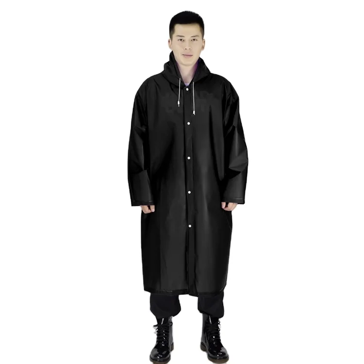 
plastic durable black rain overall waterproof portable EVA raincoat 