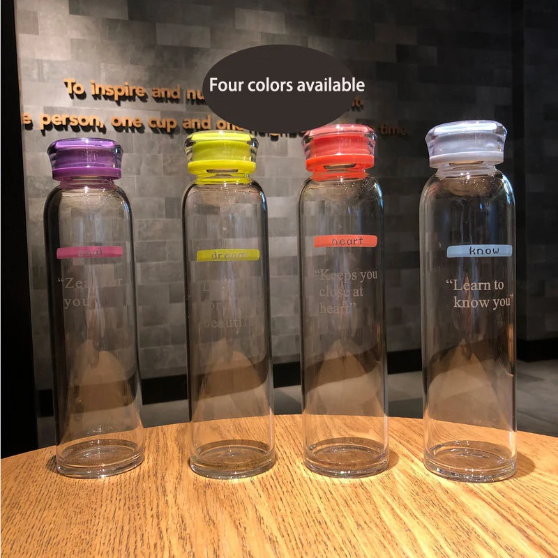 

Wholesale BPA free crystal pretty glass cup female portable cute net celebrity ins stall Korean student water bottle teacup, Red , purple,blue,yellow