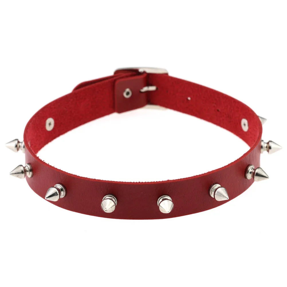 

Punk Spike Rivet Leather Collar Japanese harajuku collar cosplay Goth rock chain leather chain, 14 colors