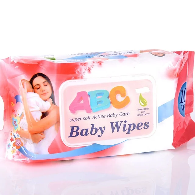 

2021 New Arrival 100pcs Baby Wet Wipes Portable Baby Wet Tissue Sanitary Wet Wipes, As pictures