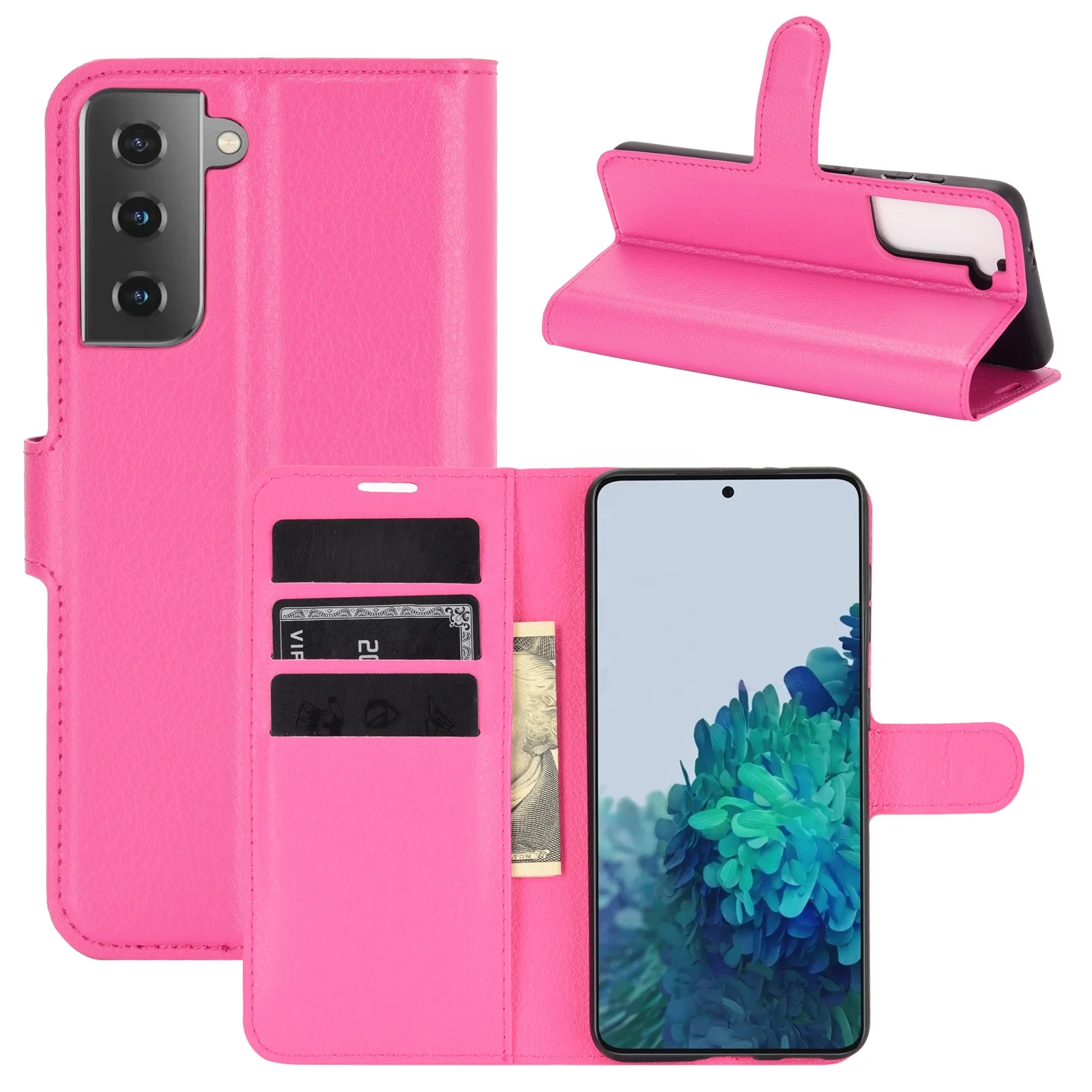 

Premium Litchi Texture PU Leather Phone Cover Card Holder Wallet Case for Samsung S21 Plus/S30 Plus, Multi colors