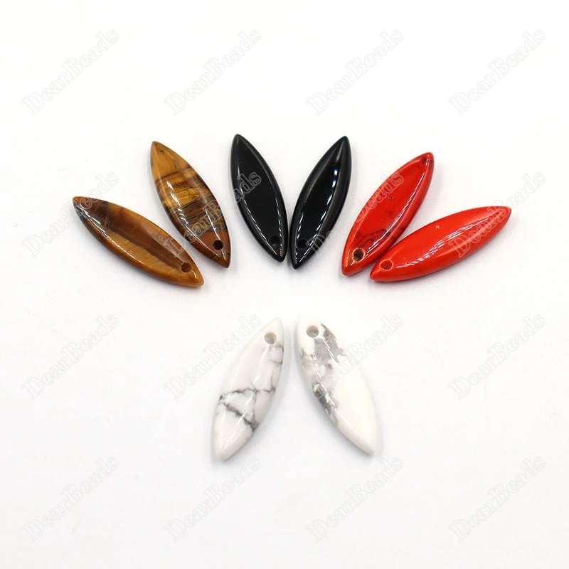 Natural Gemstone Horse Eye Shape Pendants Rice Stone Onyx Beads For Earrings