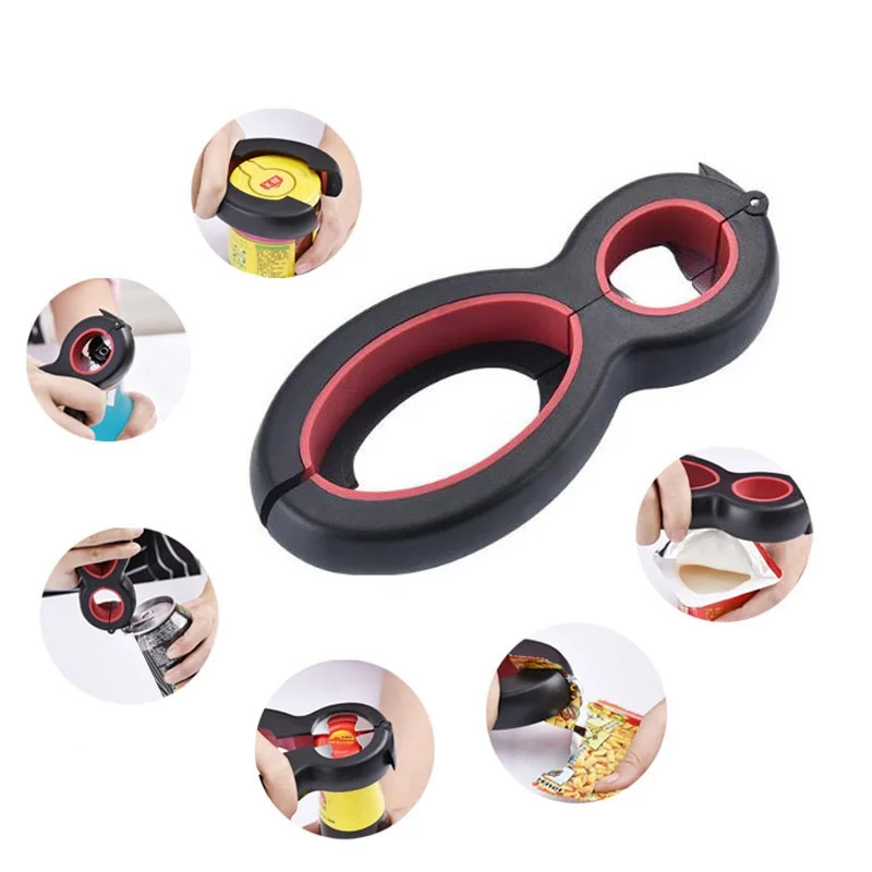 

6 in 1 Multi Function Can Opener Bottle Openers Stainless Steel Jar Gripper Can Wine Beer Lid Twist Off Jar Opener Claw