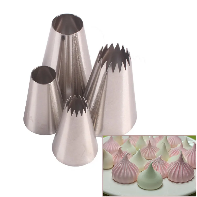 

round Jag 4 pcs set biscuit cookie decorating mouth decoration tip simple style baking cake tool, As picture