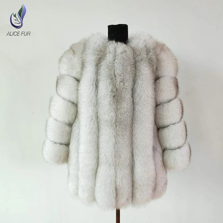 

China manufacturer ladies white fashion winter warm thicken overcoat women real fox fur coat without collar, Custom color