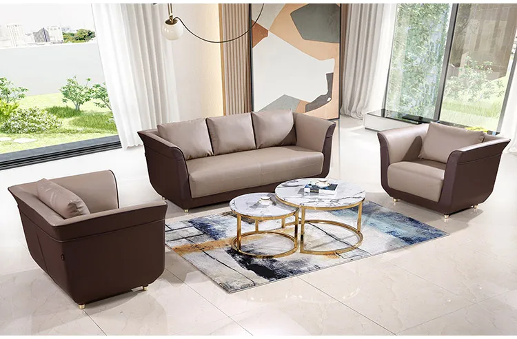 Pengpai China Furniture Movable Chesterfield Modern Office Leather Sofa Set