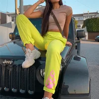 

Fashion Streetwear Jogger High Waist Printed Track Pants Women