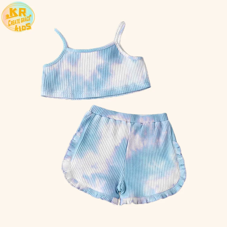 

Tie-dye pit bar baby girl short sets children sibling matching kids summer clothes boutique clothing set