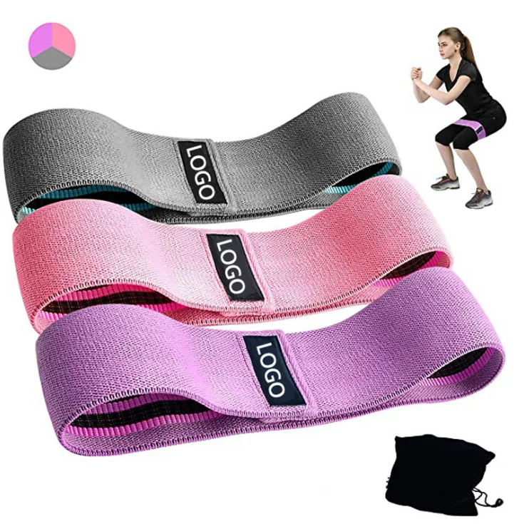 

Wholesale custom logo elastic stretch loop yogo band fabric gym workout fitness long booty hip resistance bands, Pink,purple,blue