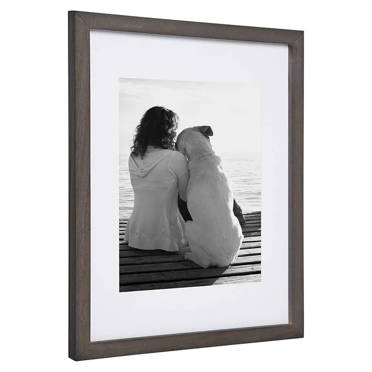 PHOTA Set of 4 Gray Wall Picture Frame Solid Wood Photo Frame for Wall or Tabletop